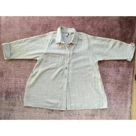 Gump's Women's Two Piece Pant Set Beige Linen Look Size XL #45 - Picture 3 of 7